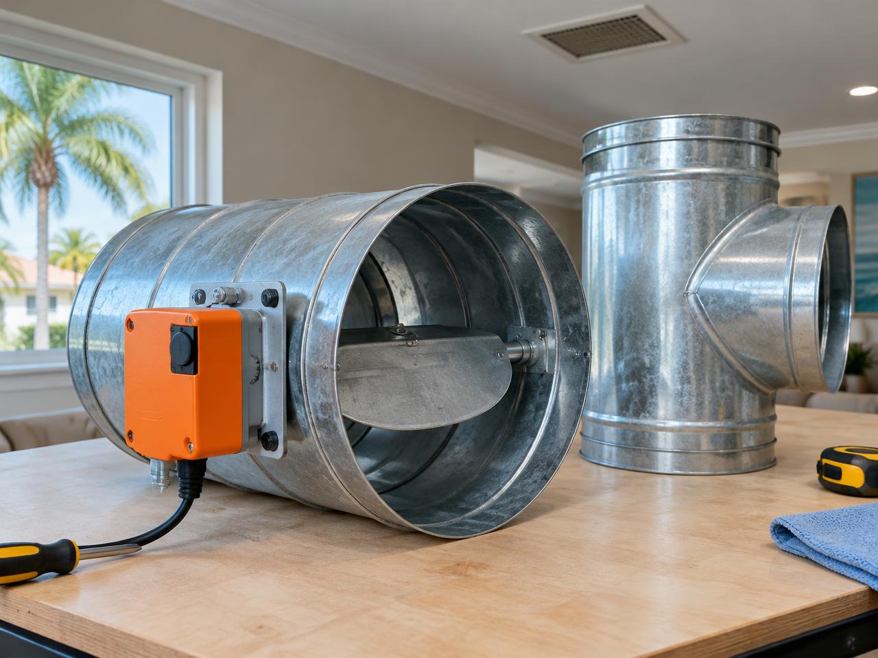 Illustrative air damper installation equipment and service setting in South Florida