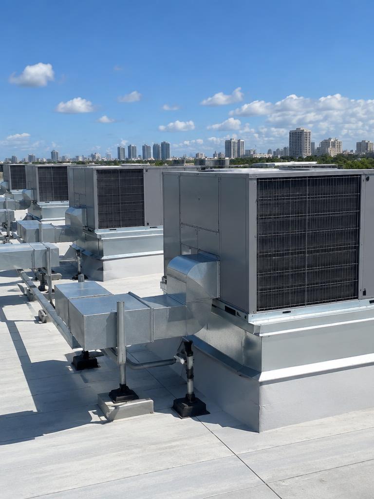 New commercial HVAC equipment on a rooftop